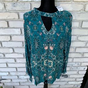 Blu pepper plus floral long sleeve women 3x blouse